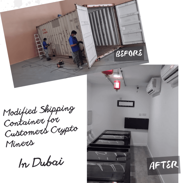 Modified Shipping Container to be able to host Crypto Miners